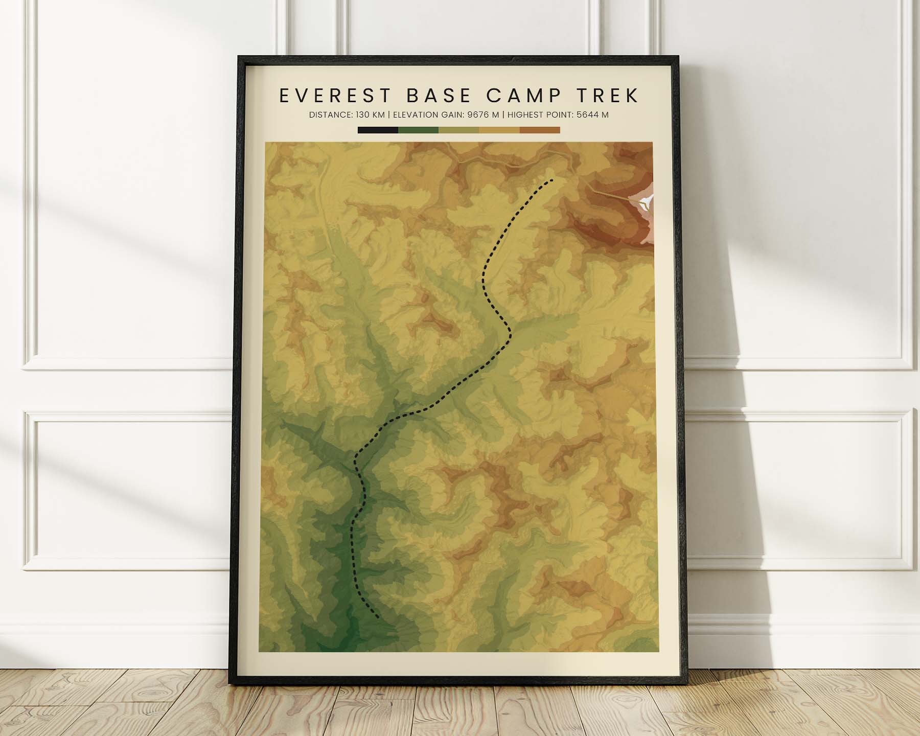 Everest Base Camp Trek (Himalayas) Hike Poster with Realistic Green Background