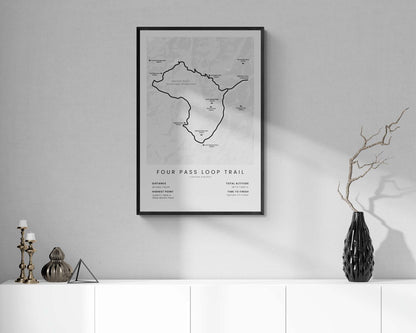 Four Pass Loop (Geneva Lake) track map art in minimal room decor