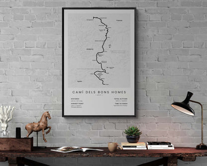 GR107 (Spain, Europe, Foix) Track Print in Minimal Room Decor