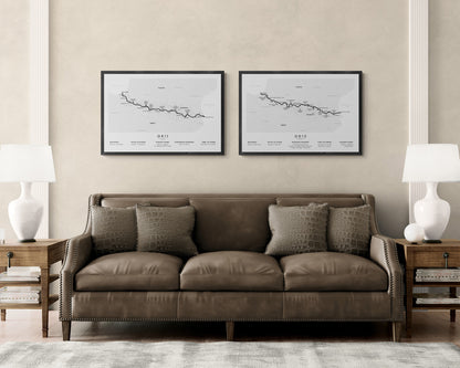 GR11 (Pyrenees) Trek Map Art in Minimal Room Decor