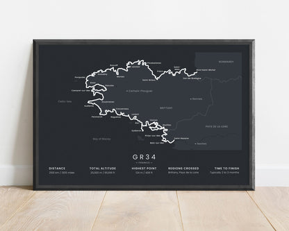 Sentier des Douaniers (Chemin des Douaniers) hike poster with black background