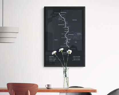 GTA (Belgium to Luxembourg to Switzerland) Route Wall Art in Minimal Room Decor