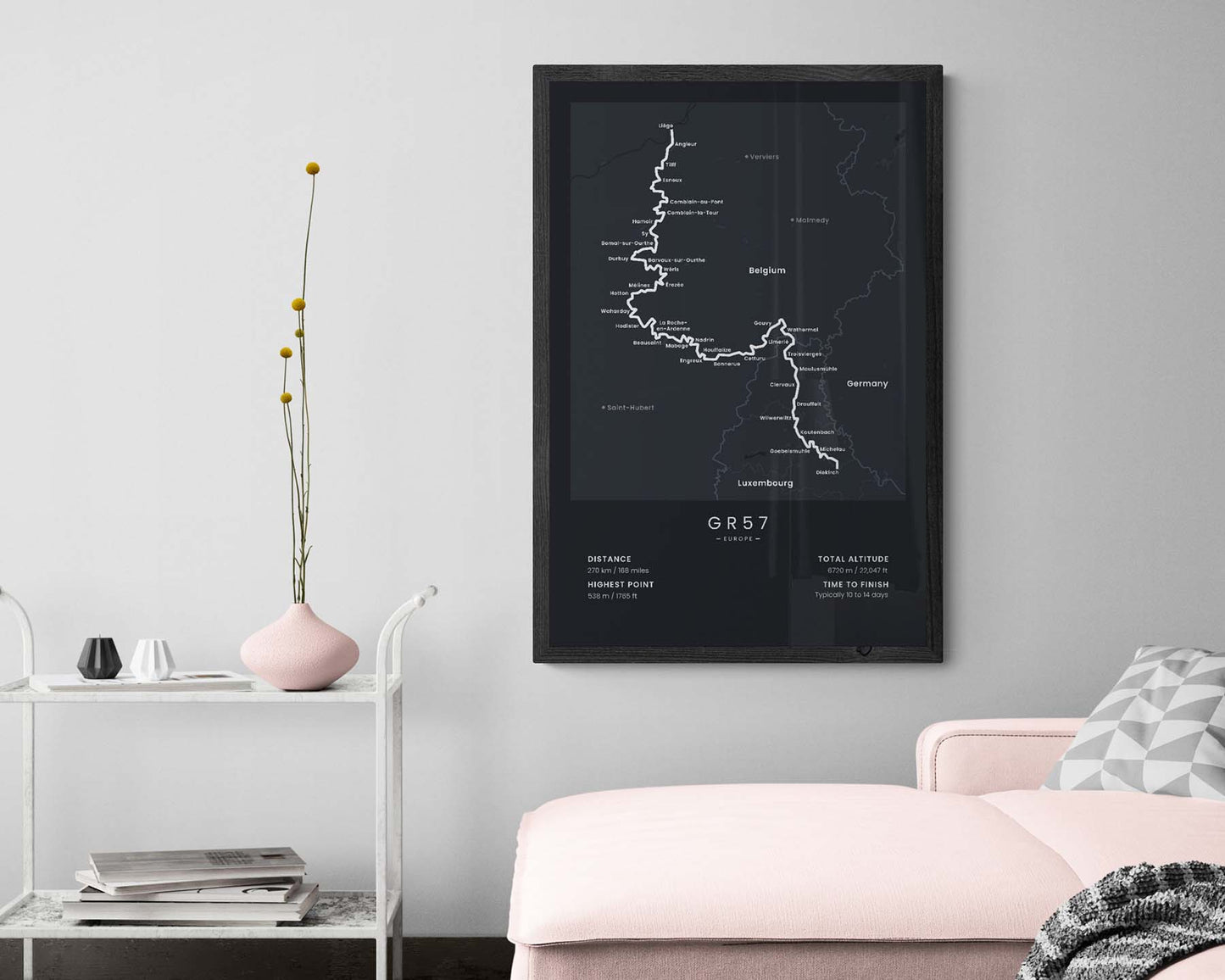 GR57 track print in minimal room decor (Luxembourg)