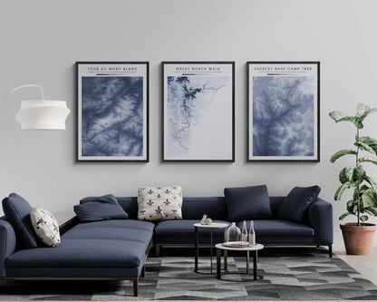 GNW (Sydney to Newcastle) Thru Hike Poster Contour Map in Modern Living Room Decor