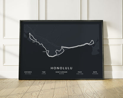 Honolulu Marathon (United States) Runner Print with Black Background