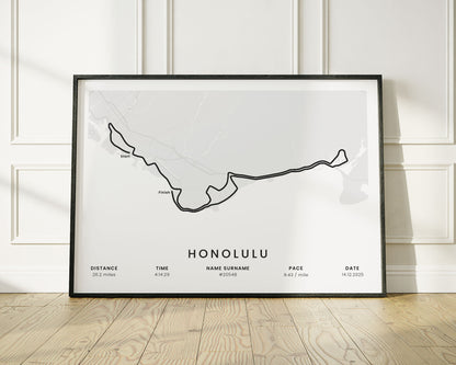 Honolulu Marathon (Diamond Head) Road Race Poster with White Background