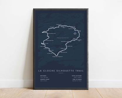 La Cloche Silhouette Loop (Canada) Track Print with Blue Background