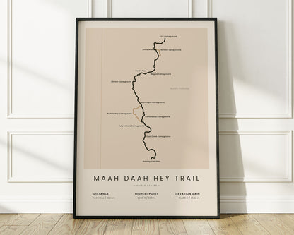 Maah Daah Hey Trail (North Dakota) bikepacking wall decor with Beige Background