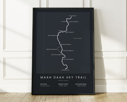 Maah Daah Hey Trail (CCC Campground) mountain biking print with Black Background
