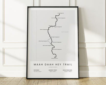 Maah Daah Hey Trail (MDHT) bicycle art map art with White Background