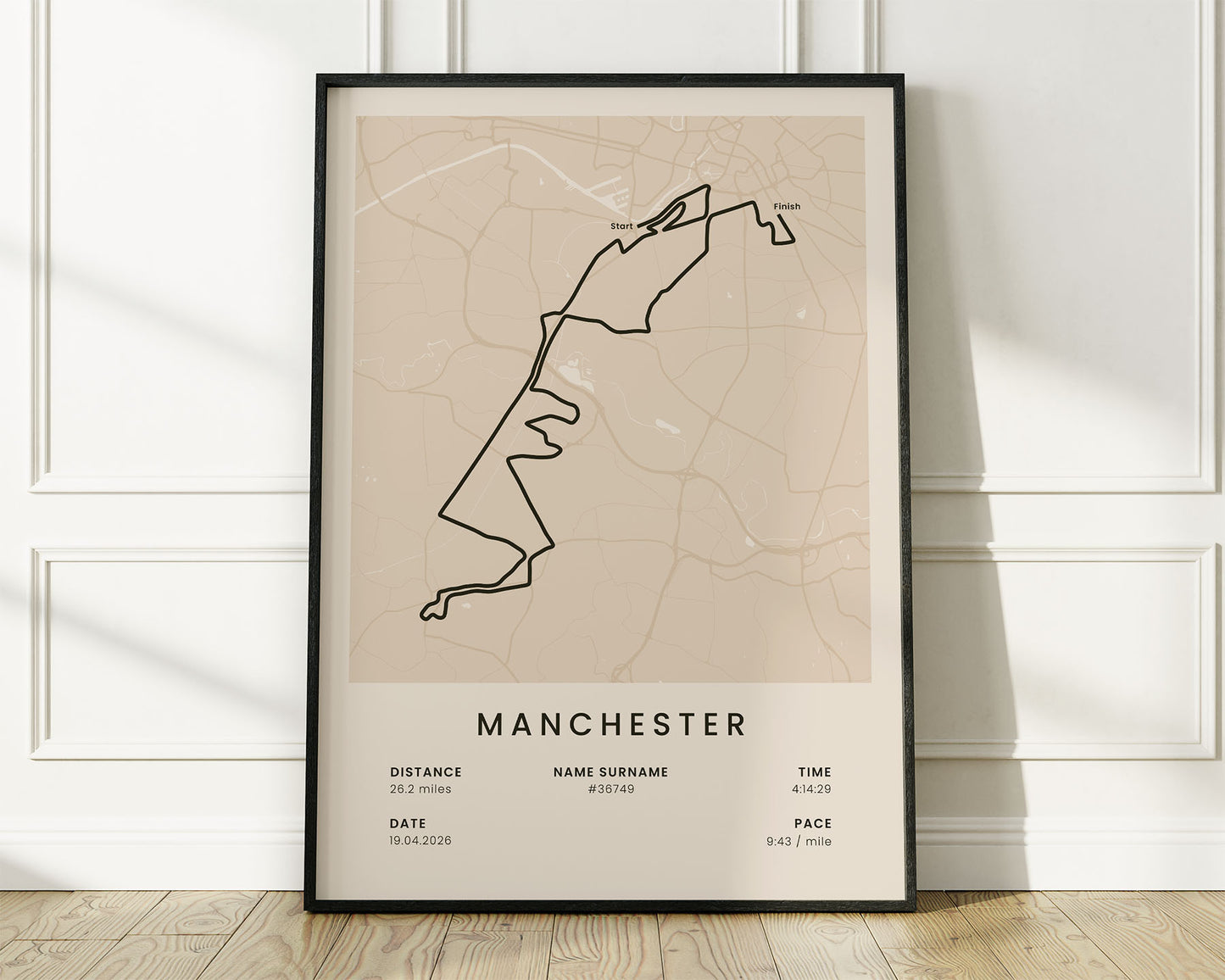 Manchester Marathon (Half Marathon) Runner Print with Beige Background
