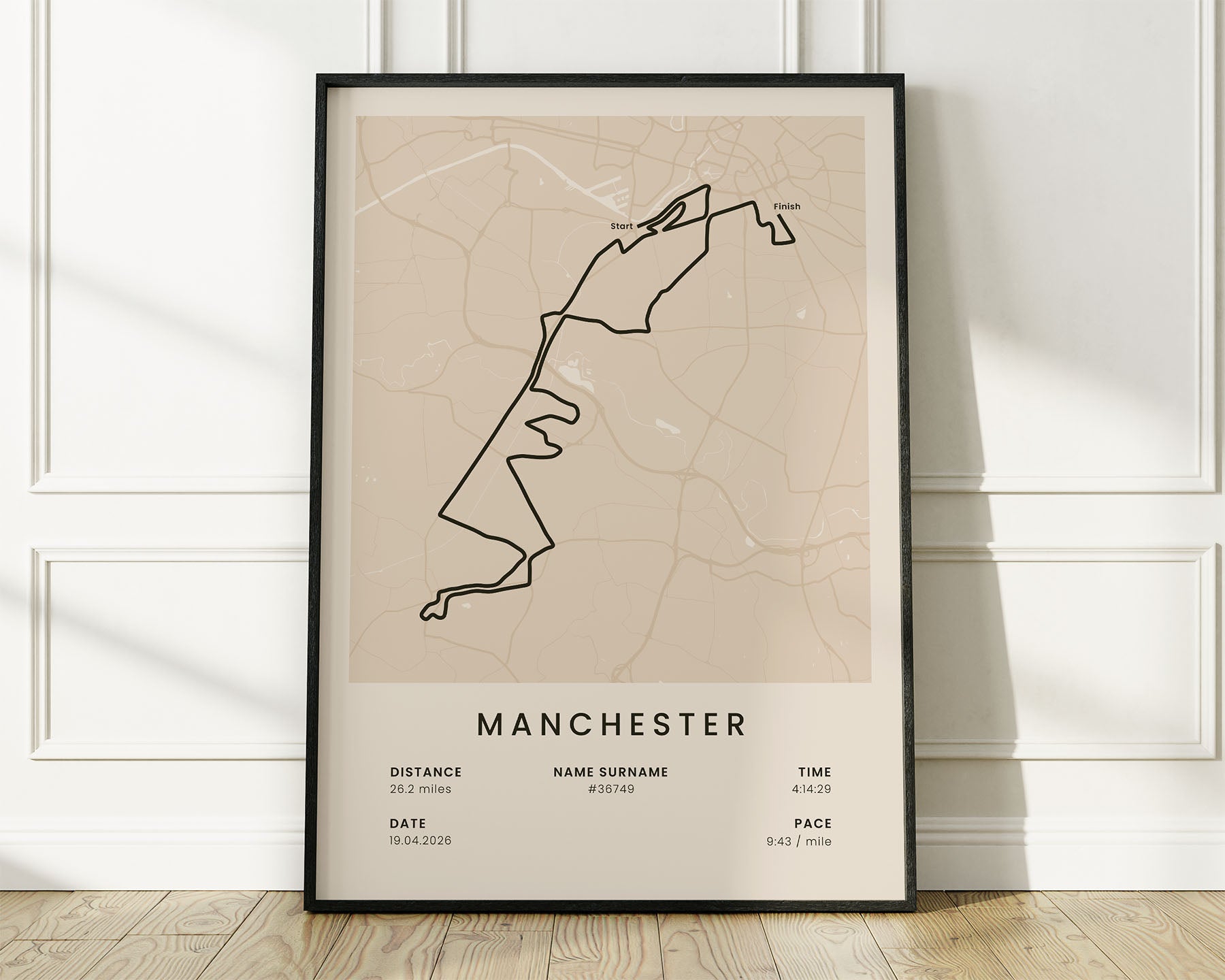 Manchester Marathon (Half Marathon) Runner Print with Beige Background
