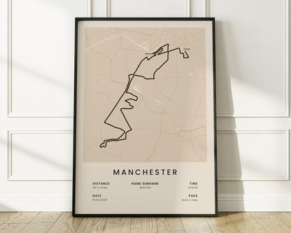 Manchester Marathon (Half Marathon) Runner Print with Beige Background