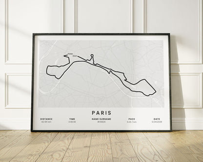 Paris Marathon (France) Marathon Wall Art with White Background
