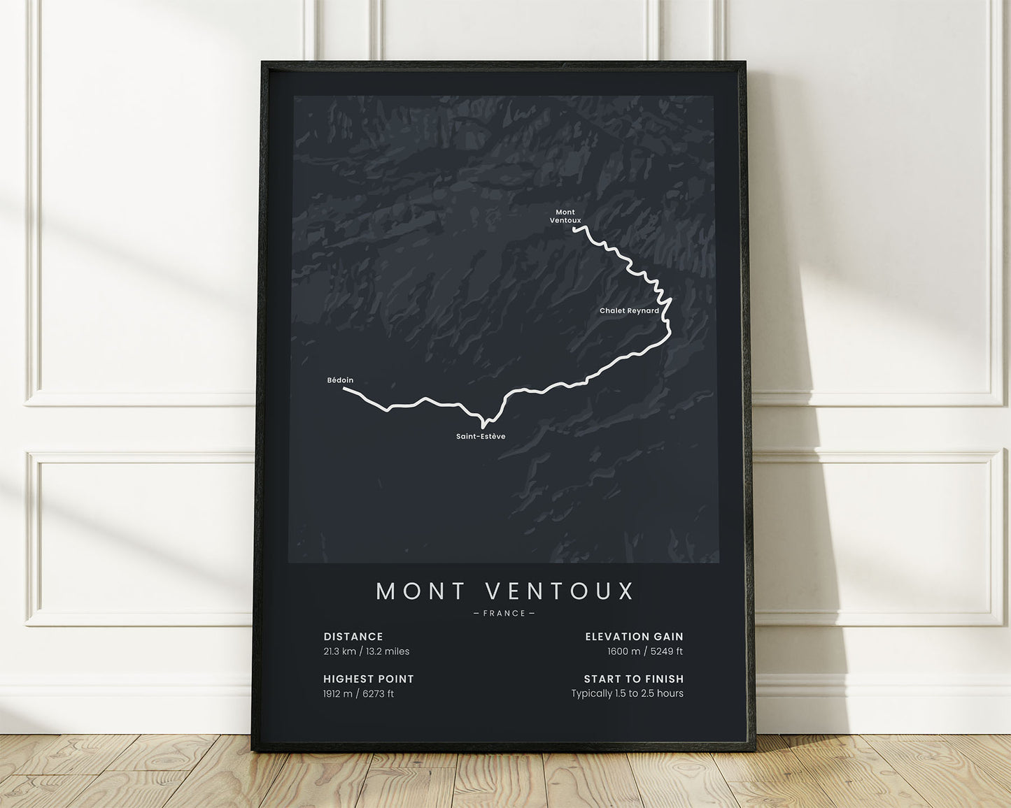 Mont Ventoux (France) bicycle art print with Black Background