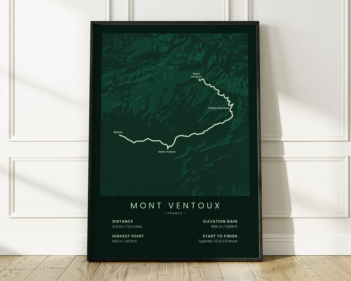 Mont Ventoux (Bédoin) cycling poster wall decor with Green Background
