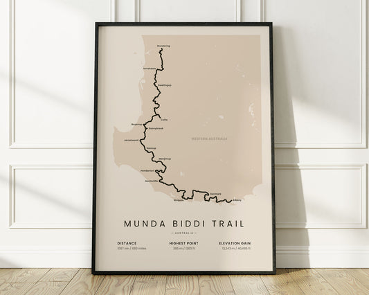 Munda Biddi Trail (Mundaring) mountain biking print with Beige Background