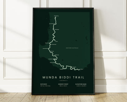 Munda Biddi Trail (Australia) road cyclist wall decor with Green Background