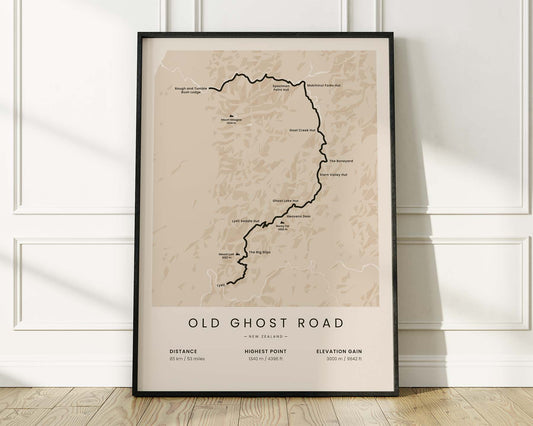 Old Ghost Road (Lyell) road cyclist wall decor with Beige Background