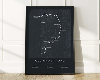 Old Ghost Road (Ghost Lake) mountain biking print with Black Background