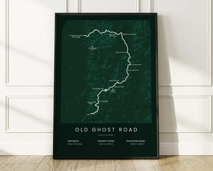 Old Ghost Road (Gold Miners Road) cycling poster with Green Background