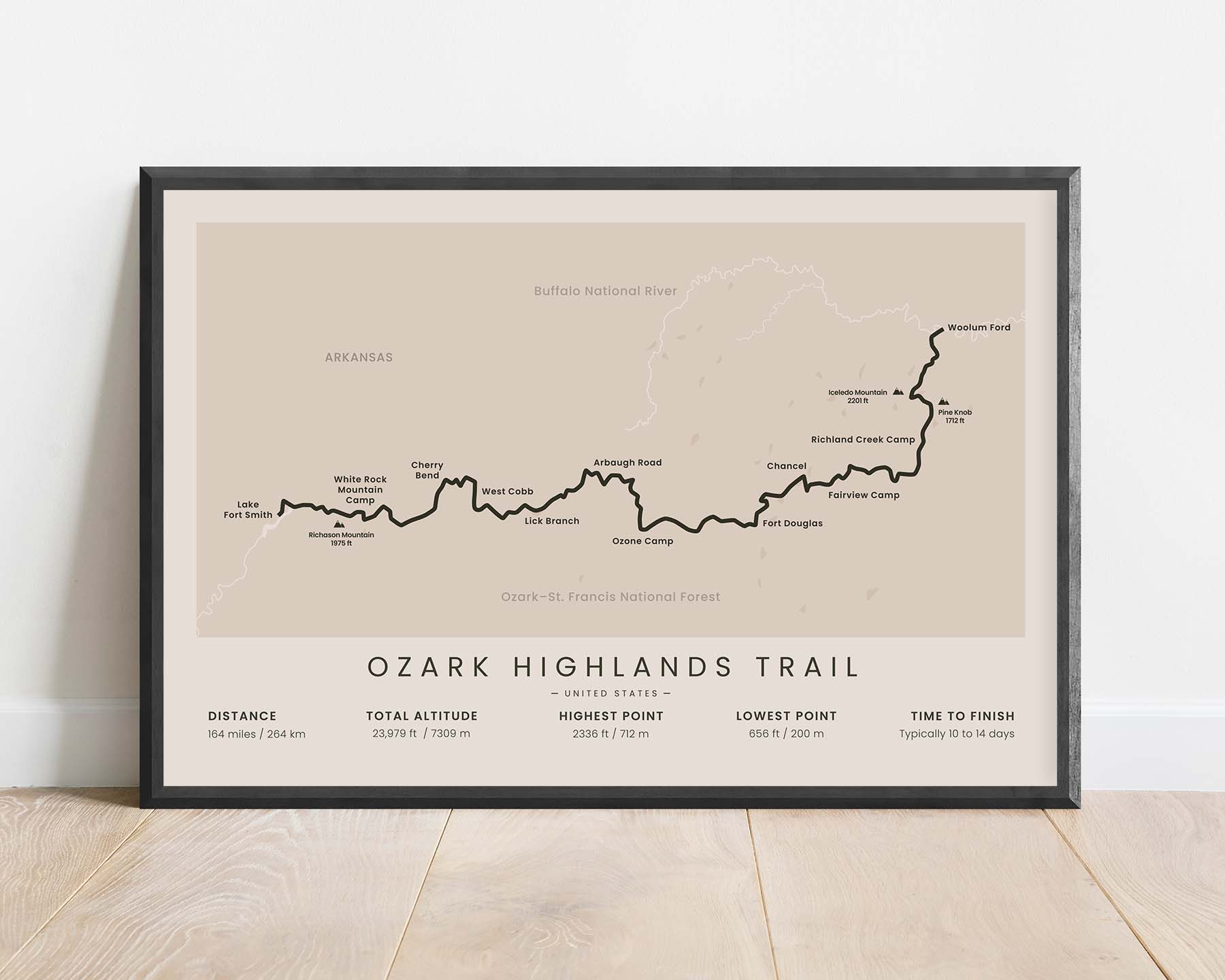 Ozark Highlands National Recreation Trail (OHT) Map Poster