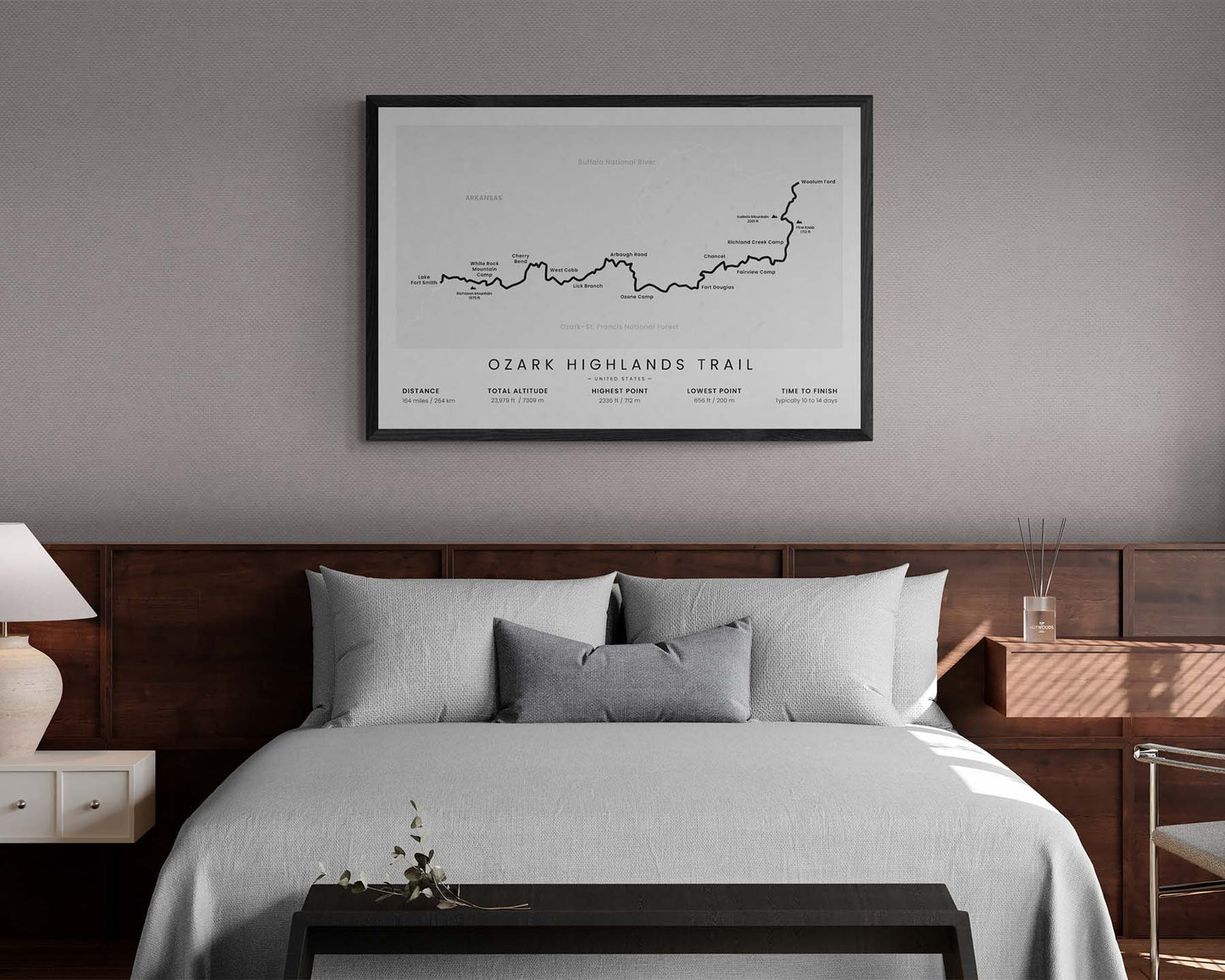 Ozark Highlands Trail (Ozark National Forest, Lake Fort Smith to Woolum Ford, United States, Ozark Mountains, Arkansas) Hike Wall Art in Minimal Room Decor