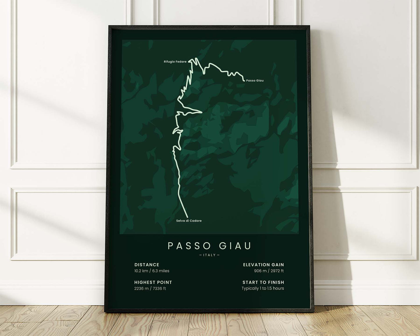 Passo Giau (Italy) cycling poster wall decor with Green Background