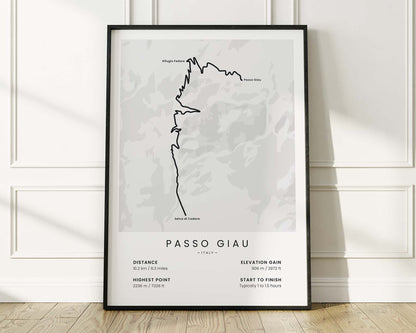 Passo Giau (Dolomites) bicycle art wall art with White Background