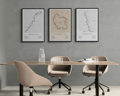 Pinhoti Trail (Alabama) Hike Map Art in Minimal Room Decor