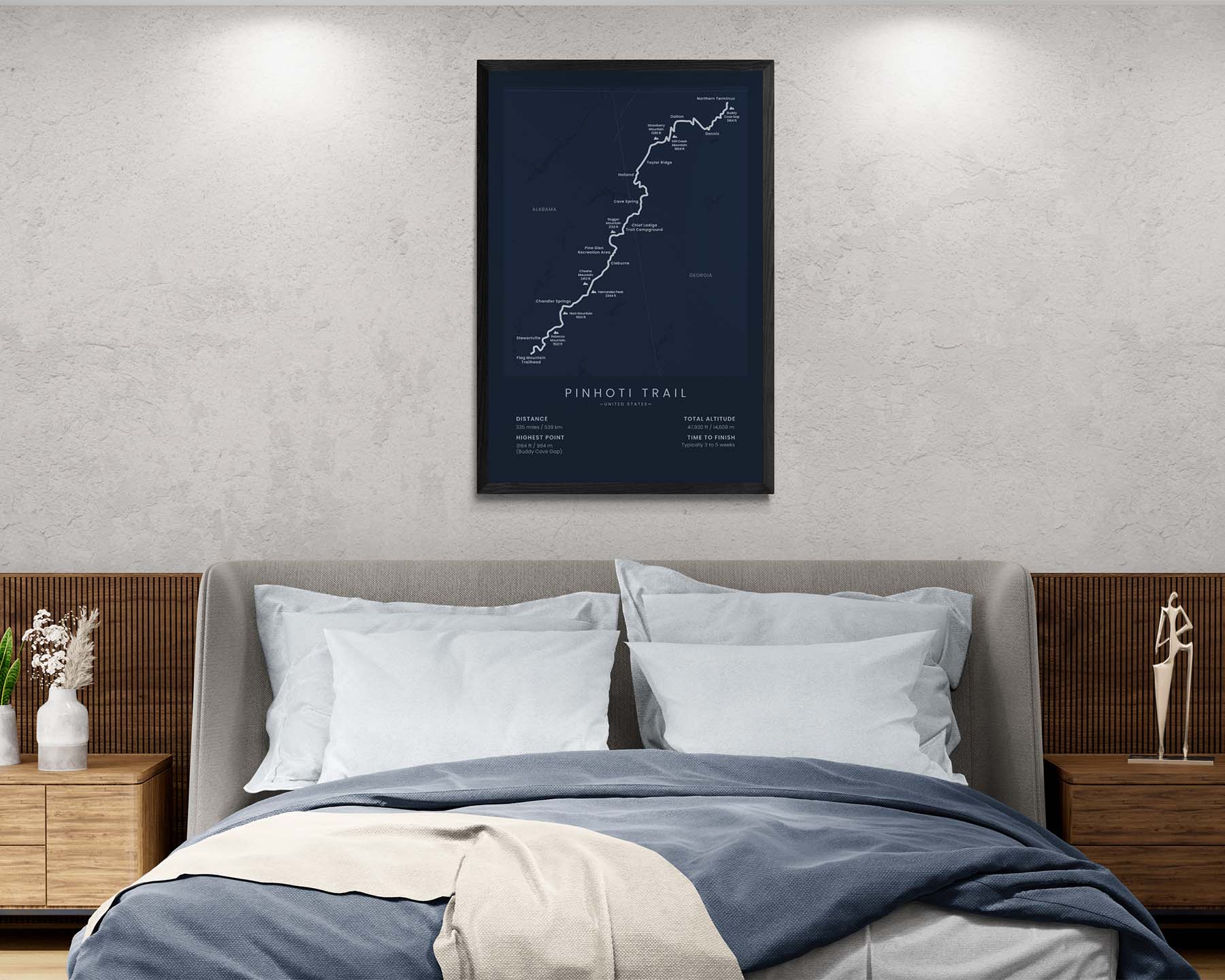 Pinhoti Trail Poster showcasing the beauty of Alabama and Georgia.