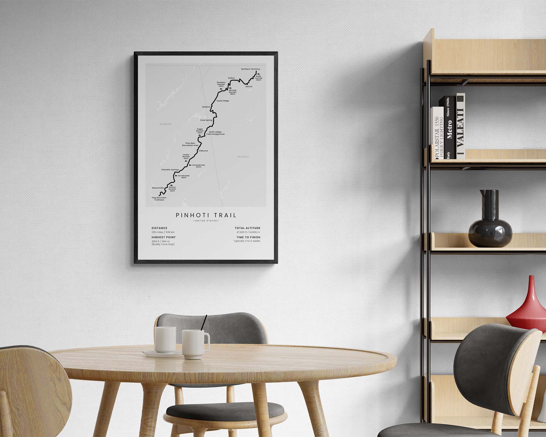 Pinhoti Trail (United States) Poster in minimalist room decor