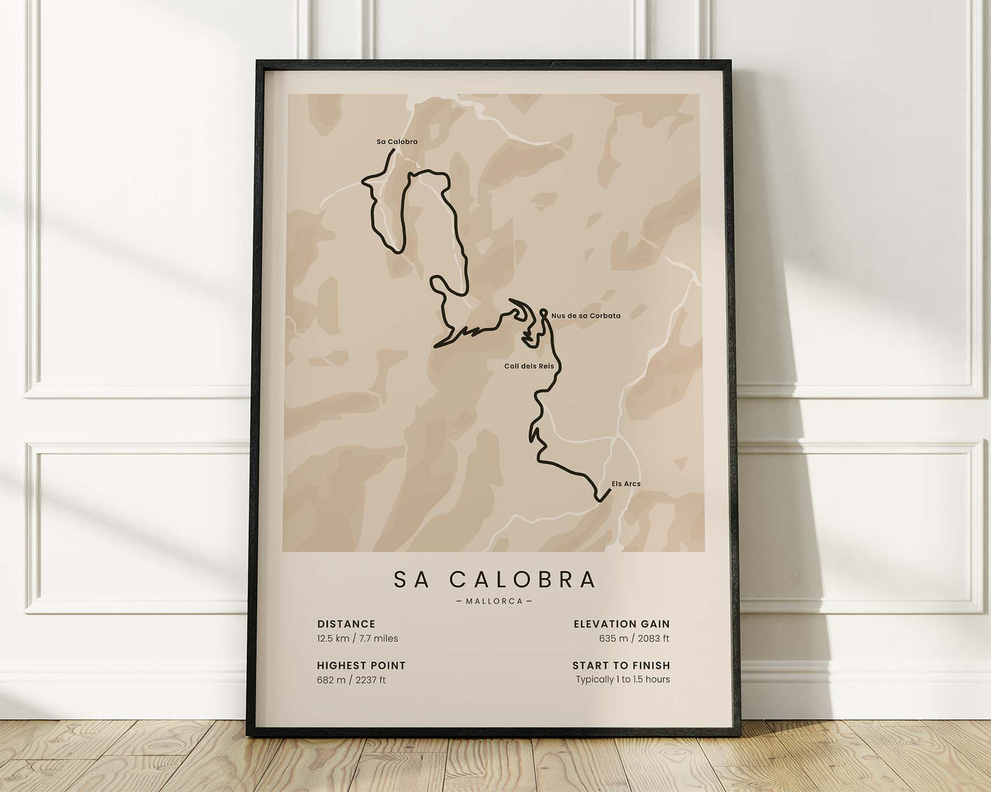 Sa Calobra (Mallorca) bicycle art print with Beige Background