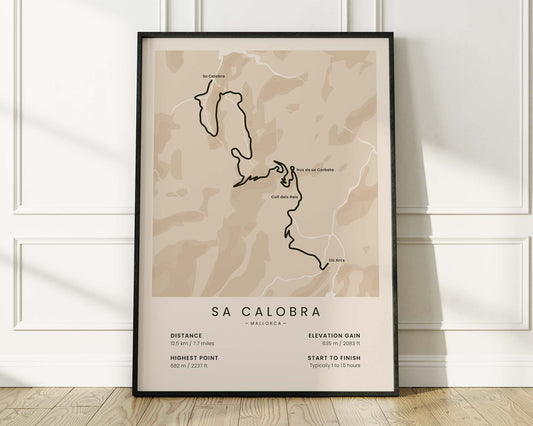Sa Calobra (Mallorca) bicycle art print with Beige Background