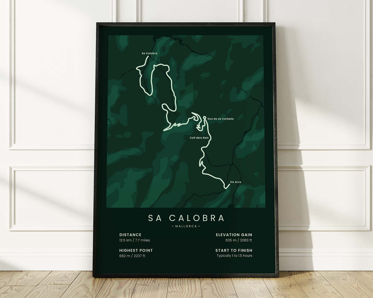 Sa Calobra (Tie Knot Bend) cycling poster wall decor with Green Background