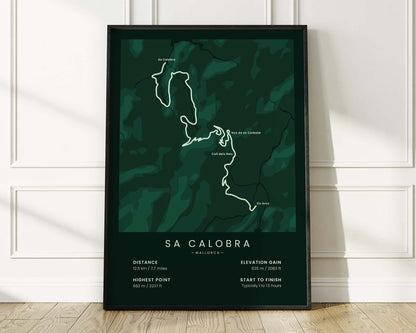 Sa Calobra (Tie Knot Bend) cycling poster wall decor with Green Background