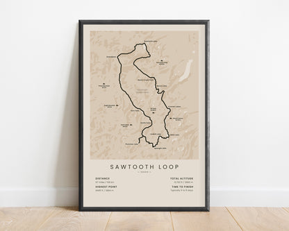 Grand Sawtooth Loop (Idaho) Hike Poster with Beige Background