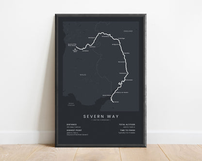 Severn Way (England) trek poster with black background