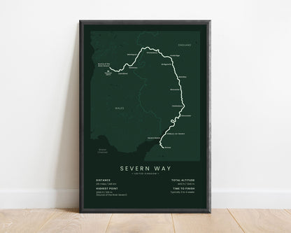 Severn Way (United Kingdom) route print with green background
