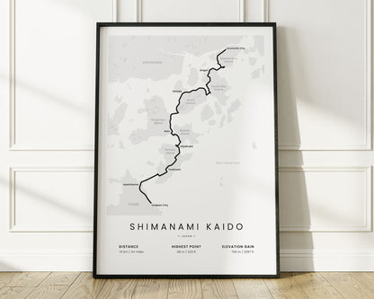 Shimanami Kaido (Nishiseto Expressway) bikepacking wall art with White Background