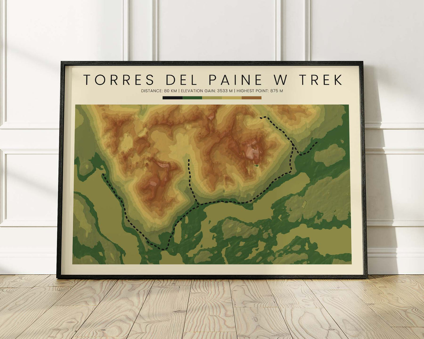 W Trek Patagonia (Andes) Trail Print with Realistic Green Background