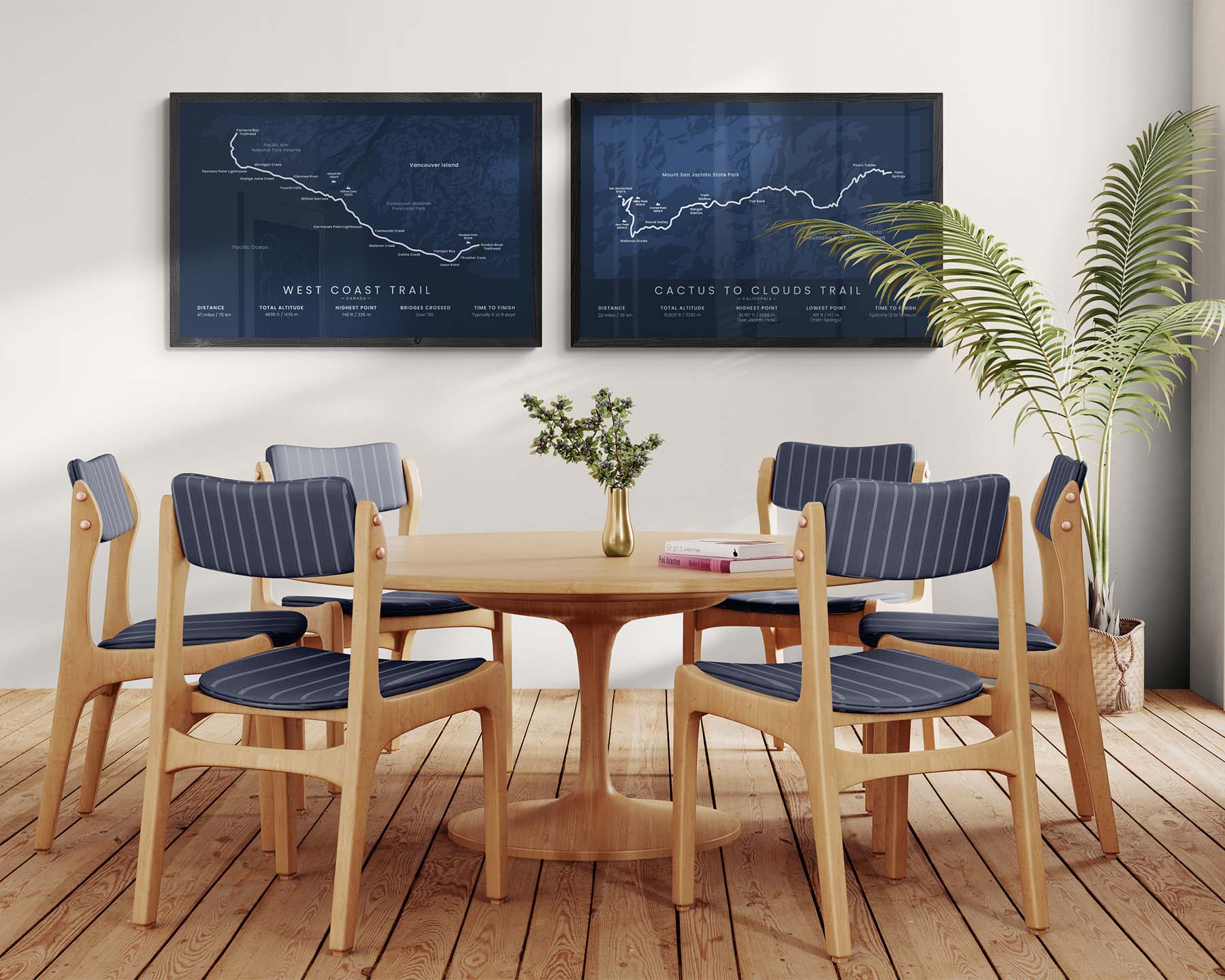 West Coast Trail (Pacific Rim National Park Reserve) Route Map Art in Minimal Room Decor