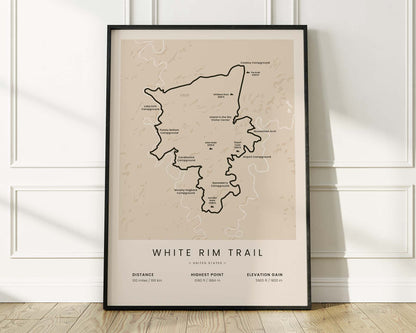 White Rim Trail (Shafer Road) road cyclist print with Beige Background