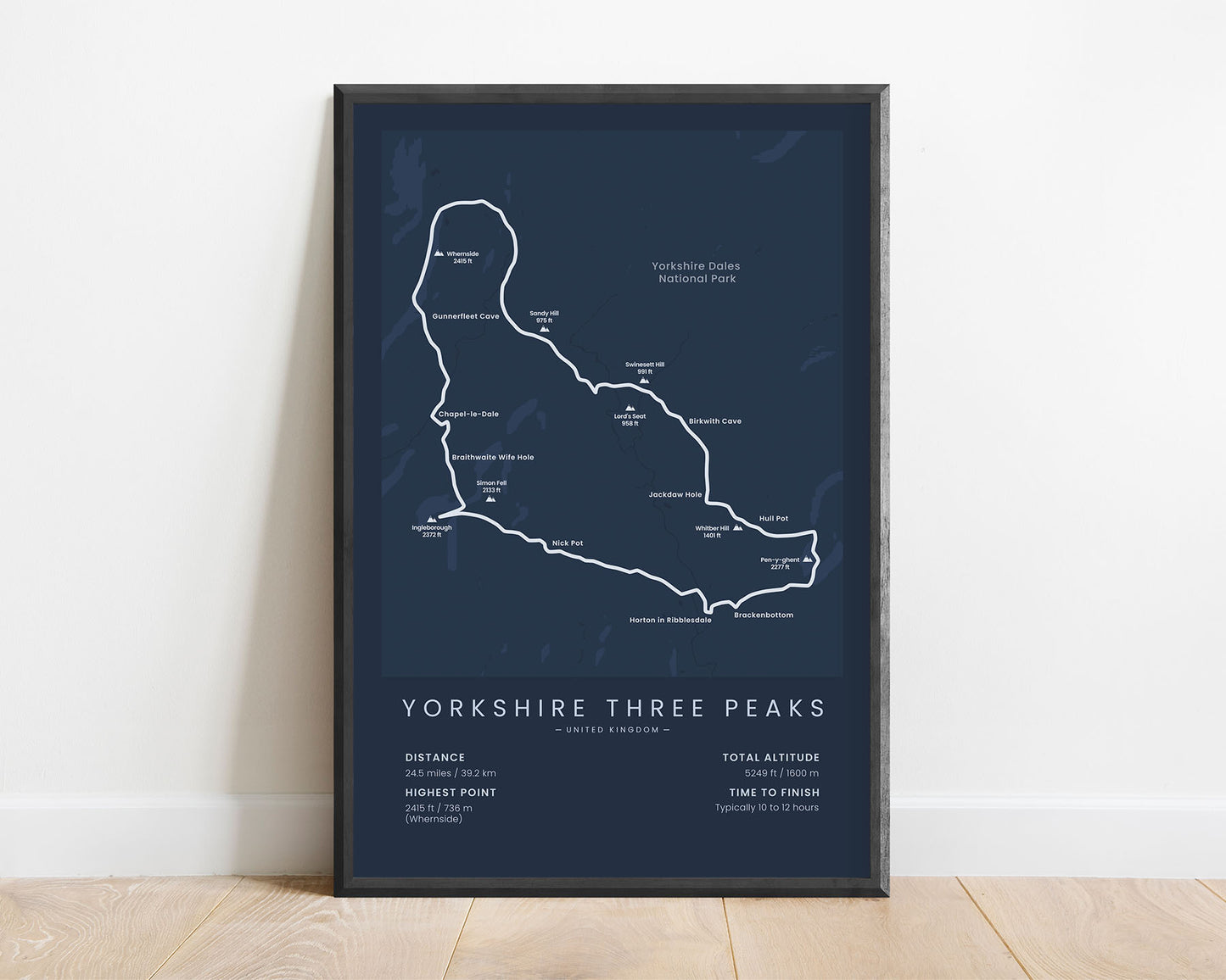 Yorkshire Three Peaks Trail (Pen-y-ghent) Path Print with Blue Background