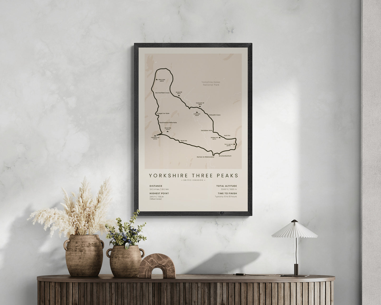 Yorkshire Three Peaks Trail (Whernside) Trail Art in Minimal Room Decor