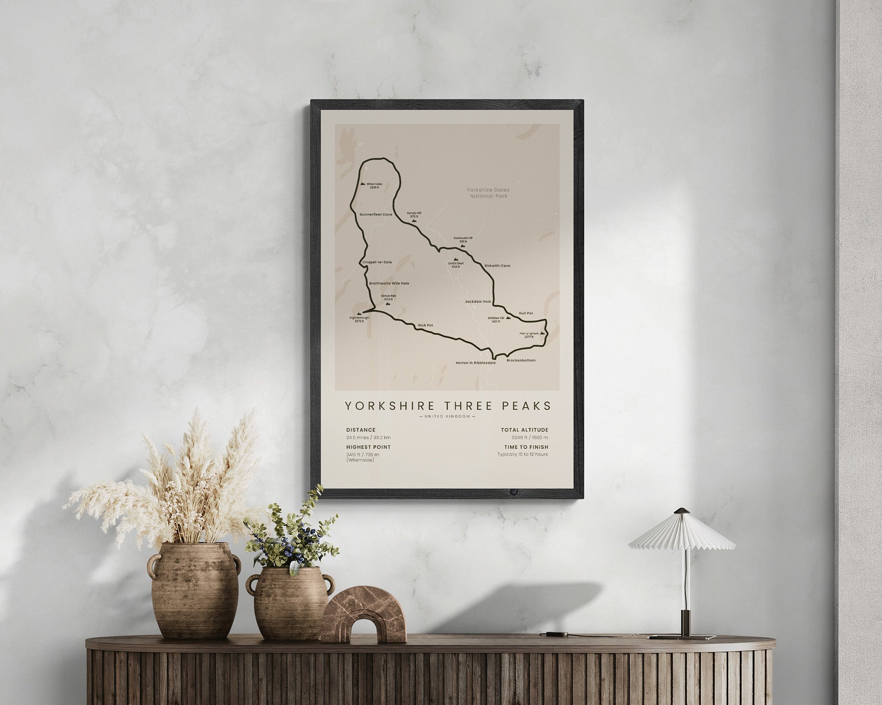 Yorkshire Three Peaks Trail (Whernside) Trail Art in Minimal Room Decor