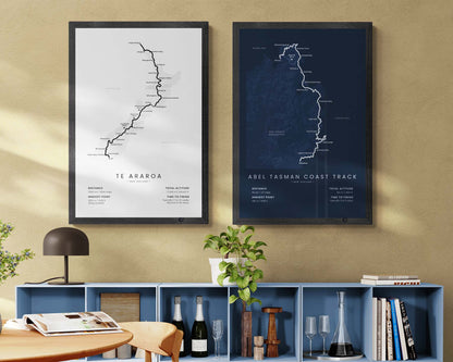 Abel Tasman Coast Track (South Island) Route Wall Map in Minimal Interior Decor