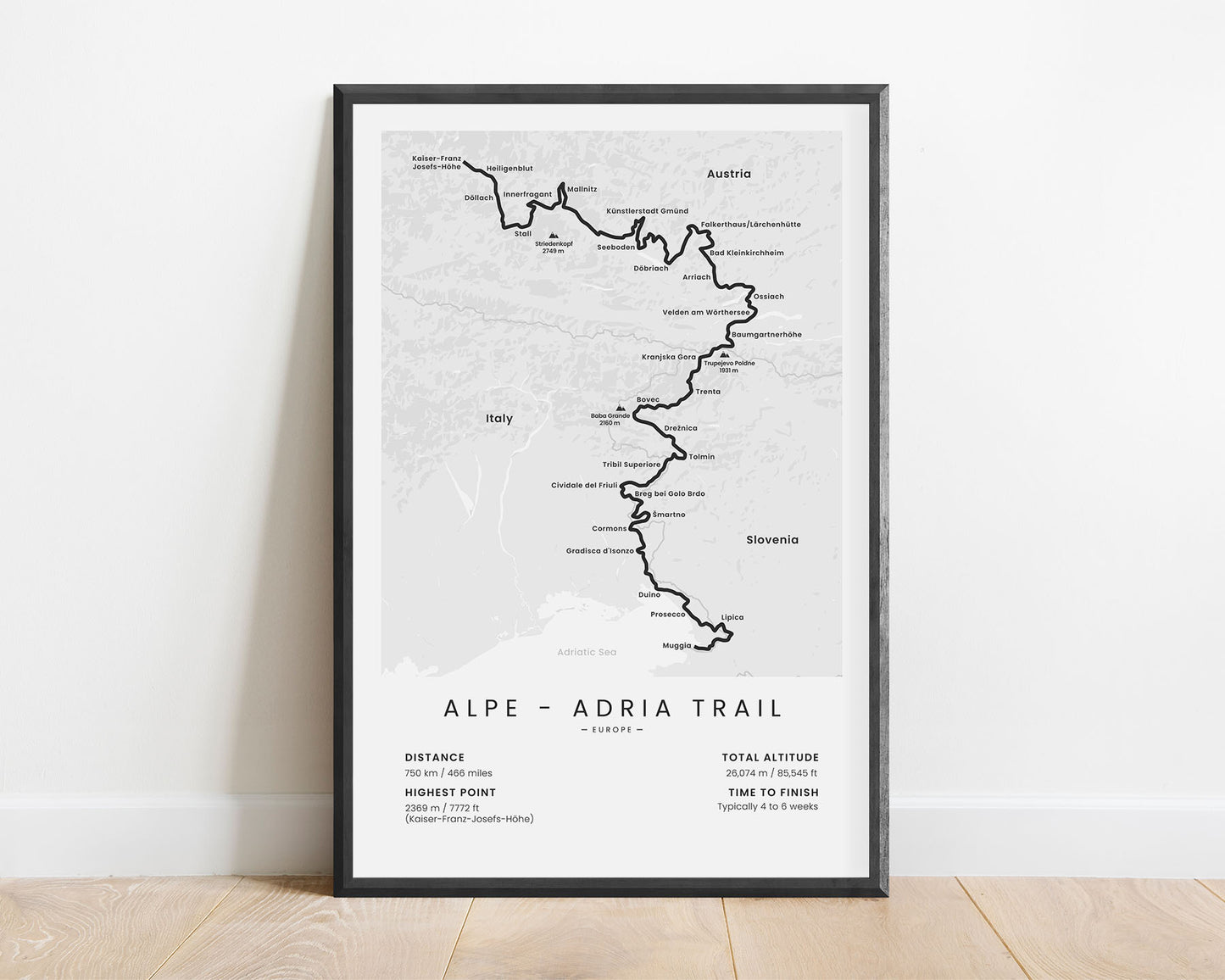 Alpe-Adria Trail (Grossglockner) Thru-Hike Poster with White Background