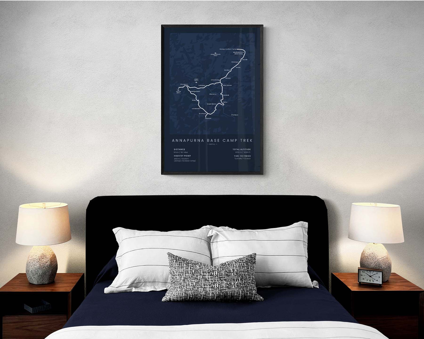 ABC (Himalayas) track map art in minimal room decor