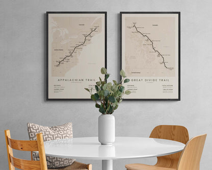 Appalachian National Scenic Trail (AT) Route Wall Decor in Modern Interior Decor